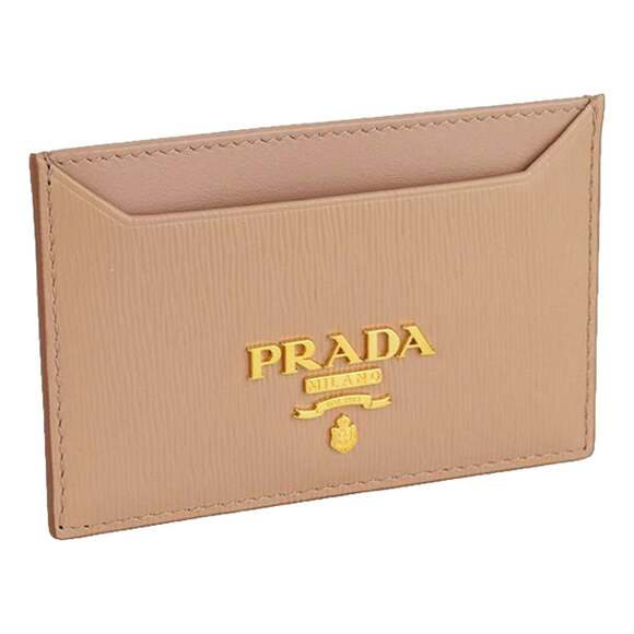 Prada Vitello Move Cipria Beige Leather Logo Plaque Card Holder - Picture 2 of 8